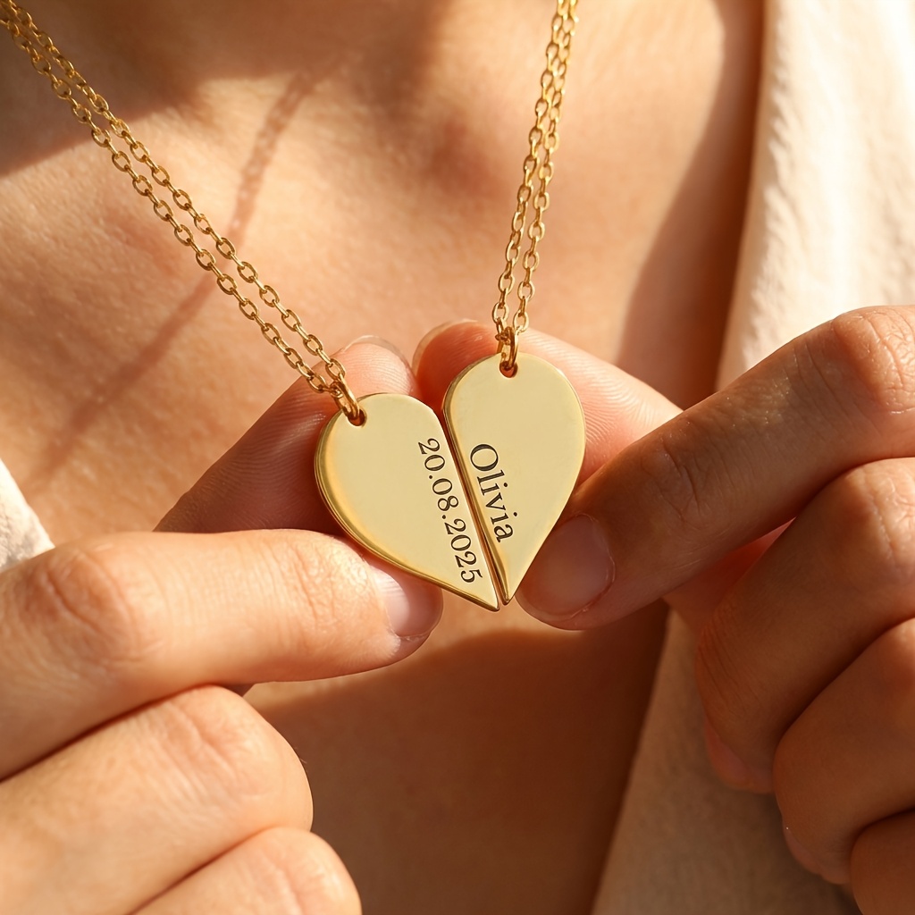 Custom Name Heart Necklace for 2, Mother's Day Gift